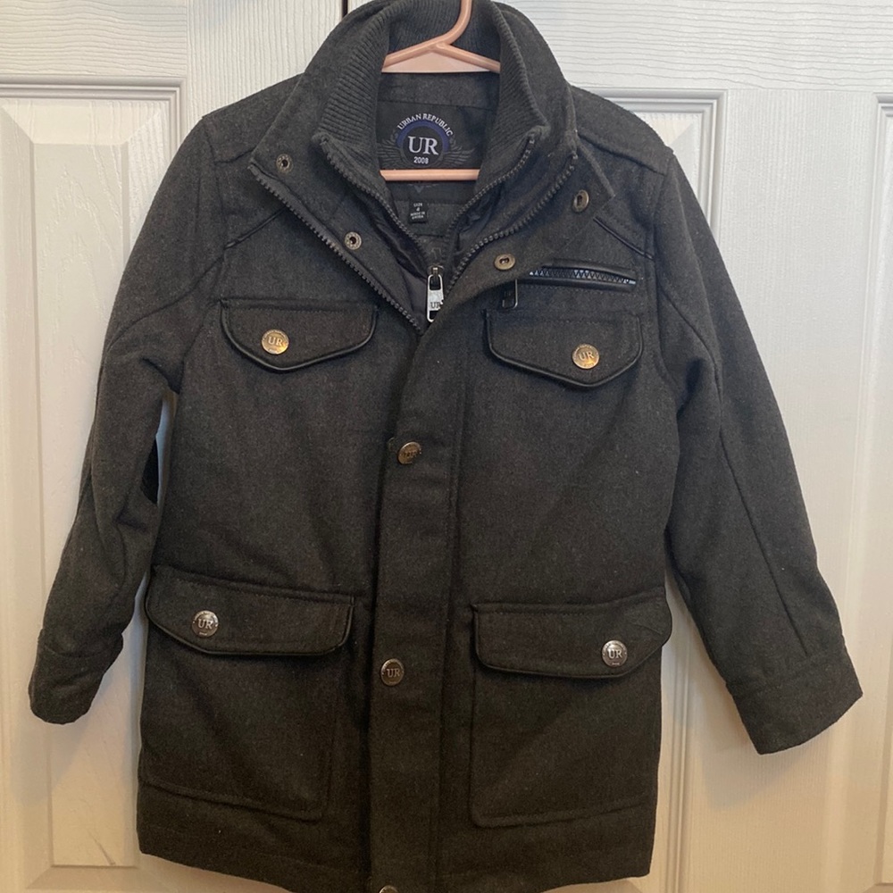 NWOT- Boys Urban Republic Pea Coat. Gray. Sz 4